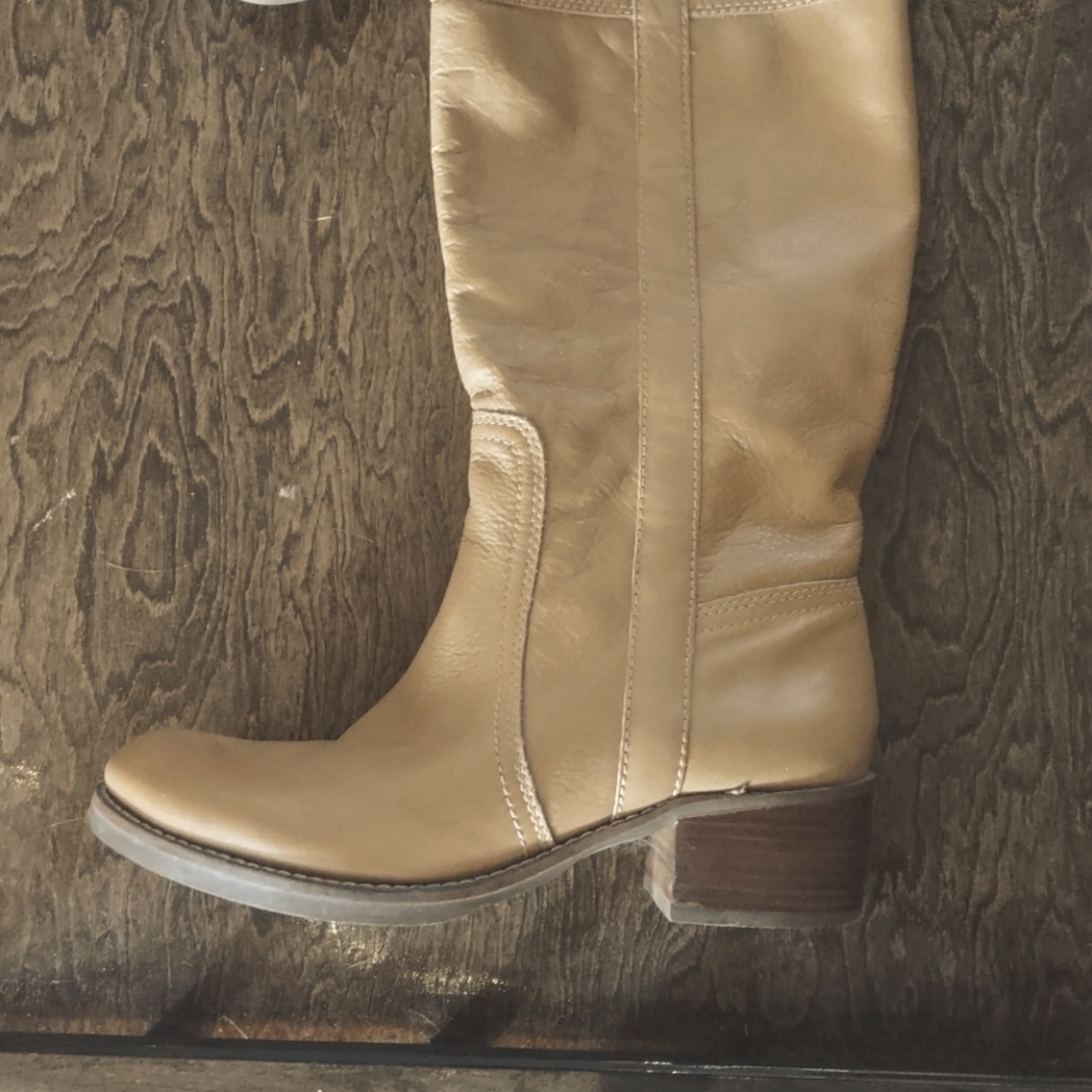 Tan Lucky Brand Leather Tall Riding Boots